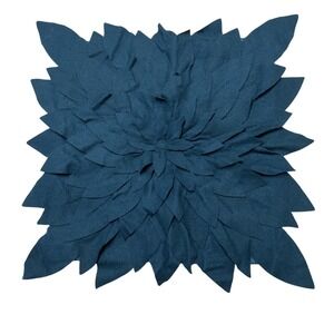 Grandinroad‎ Pillow Shams Teal Layered 3D Floral Wool Blend Square Set Of 2